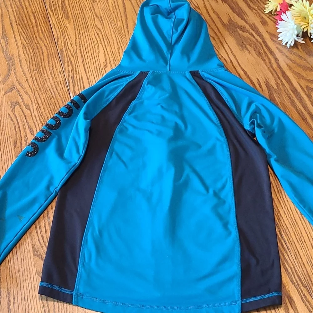 Justice Basketball Zipper Hoodie Sparkly HOOPS - Girl's 8/10